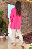 Made in Italy Pia Pillow Cotton Embroidered Tile Classic Shirt Flamingo